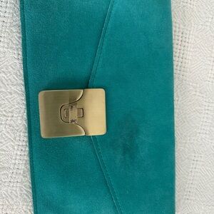 Talbots Turquoise Clutch with Gold Accent